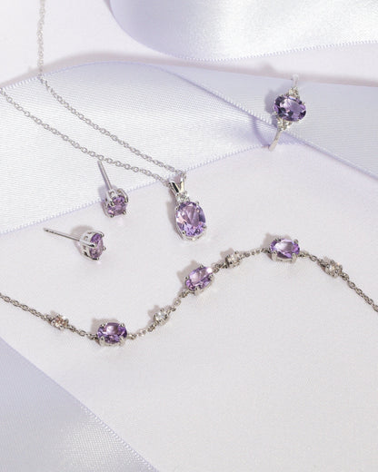 Mini Set 1 - Amethyst Jewellery Set in Sterling Silver - SJR London Timepiece