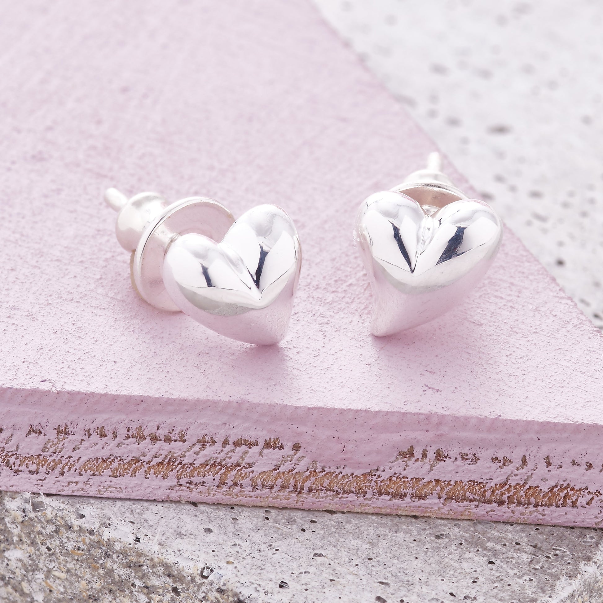 Simply Heart Silver Stud Earrings Scarlett Jewellery