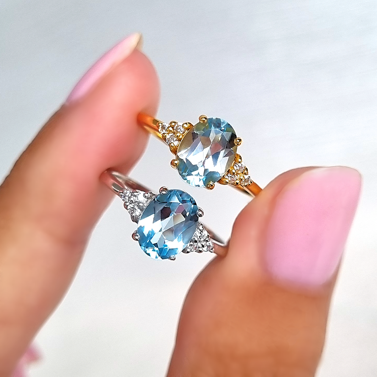 Sky Blue Topaz Ring in 18k Gold Vermeil - SJR London Timepiece