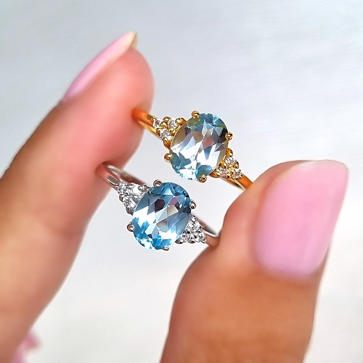 Sky Blue Topaz Ring in 18k Gold Vermeil - SJR London Timepiece