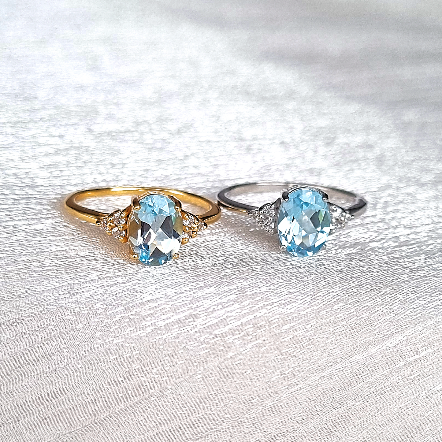 Sky Blue Topaz Ring in 18k Gold Vermeil - SJR London Timepiece