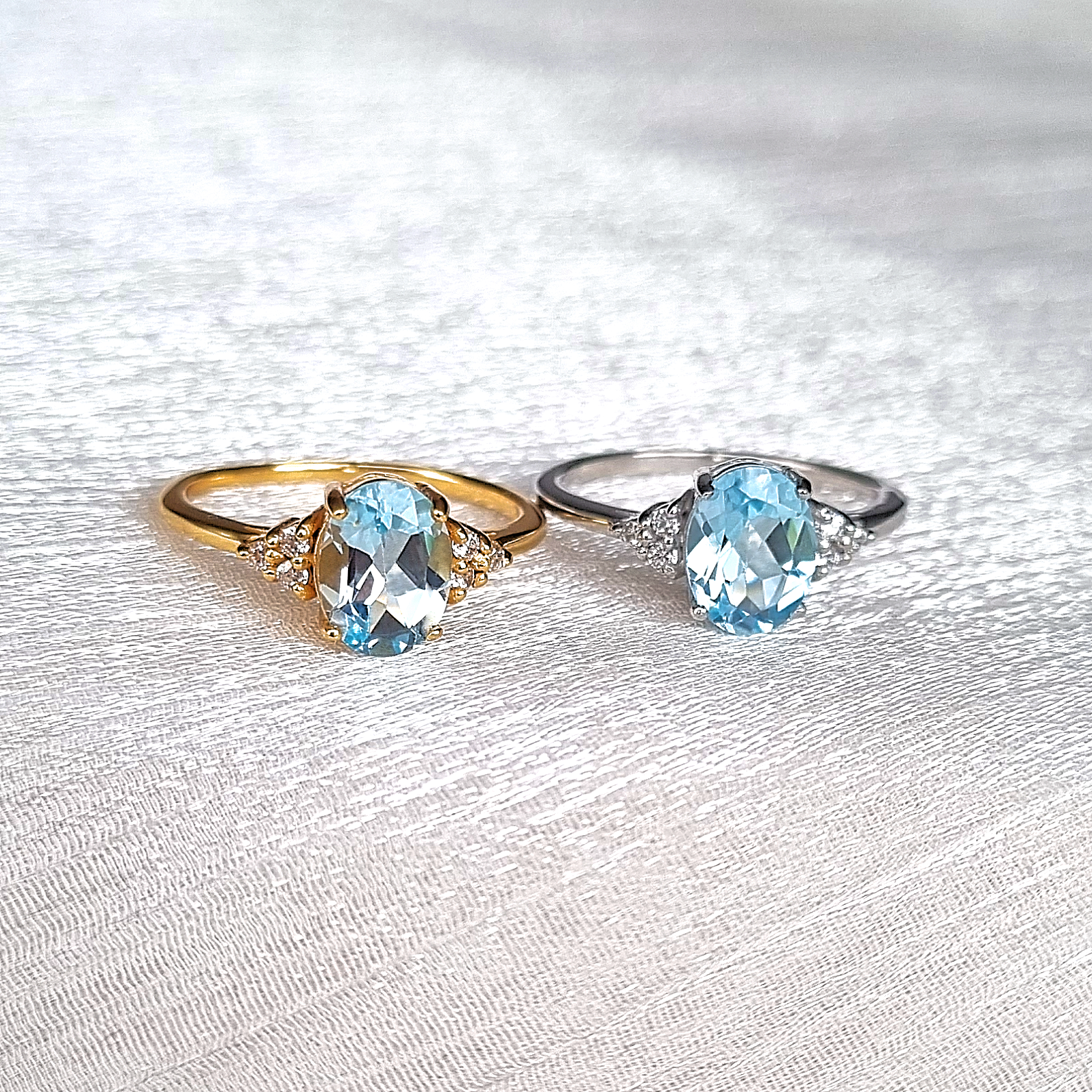 Sky Blue Topaz Ring in 18k Gold Vermeil - SJR London Timepiece
