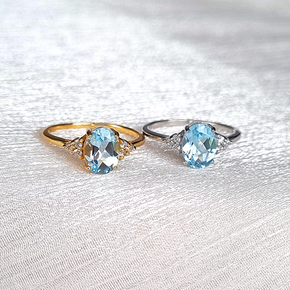 Sky Blue Topaz Ring in 18k Gold Vermeil - SJR London Timepiece
