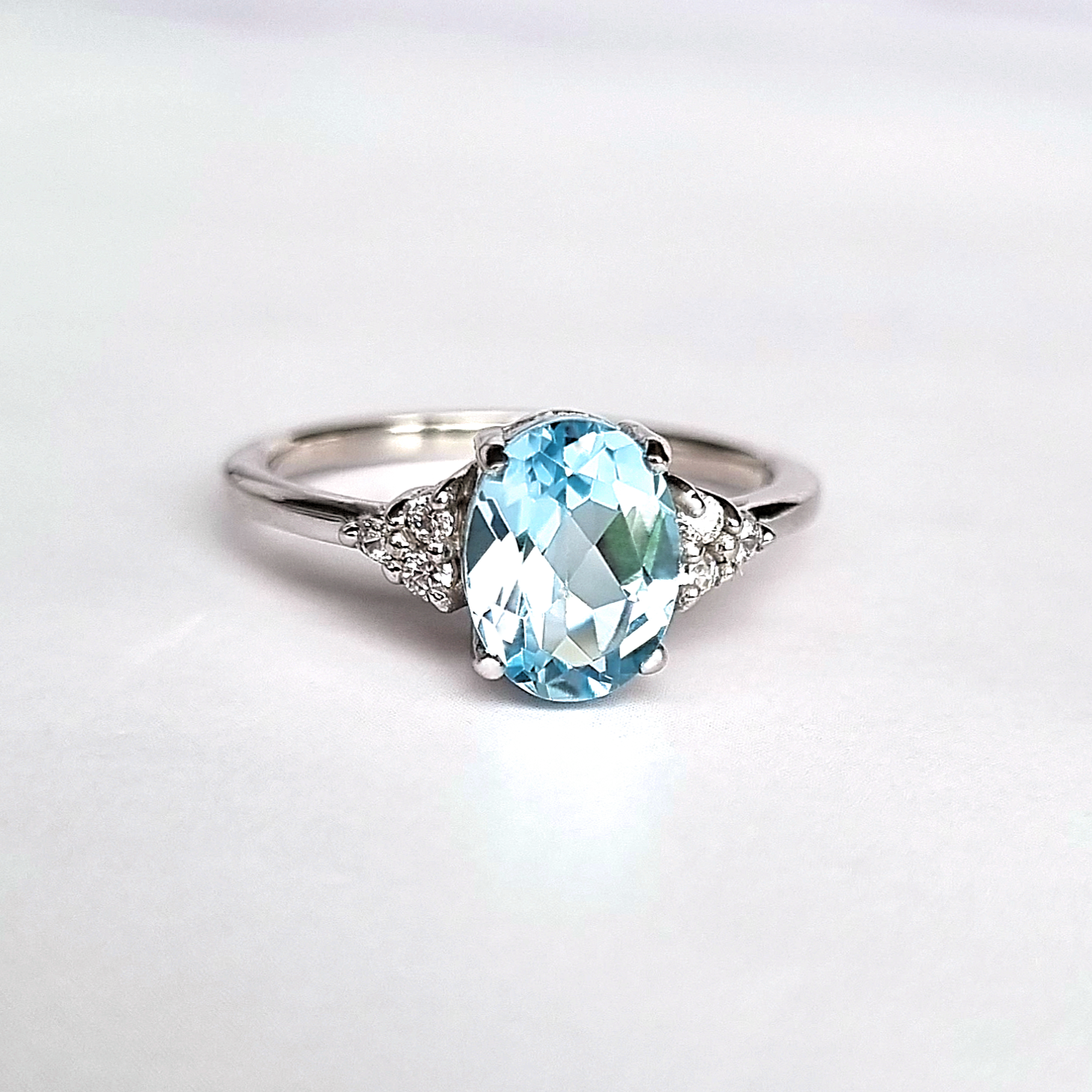 Sky Blue Topaz Ring in Sterling Silver - SJR London Timepiece
