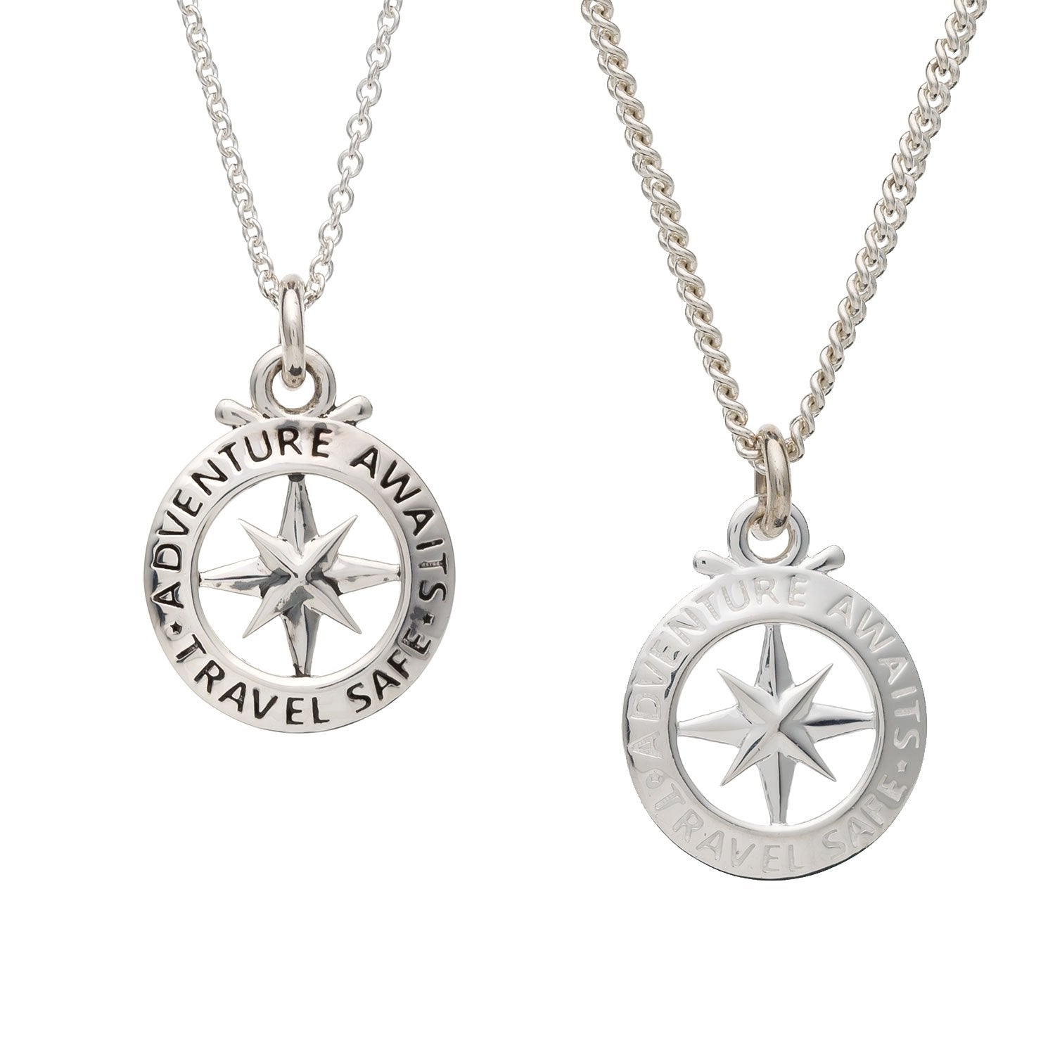 Travel Safe Outline Compass Small St Christopher Silver Necklace Scarlett Jewellery