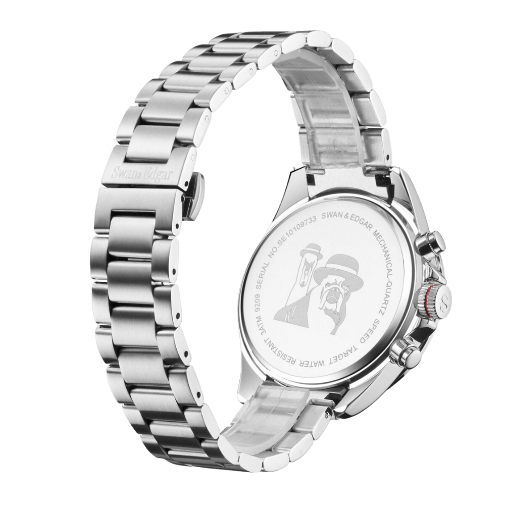 Limited Edition Swan & Edgar Hand Assembled Speed Target Mechanical Quartz Silver Blue - SJR London Timepiece