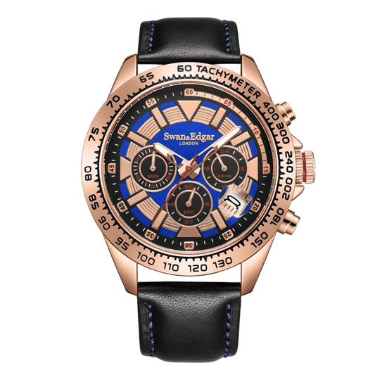 Limited Edition Swan & Edgar Hand Assembled Speed Tracker Mechanical Quartz Rose Blue - SJR London Timepiece