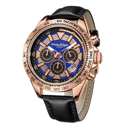 Limited Edition Swan & Edgar Hand Assembled Speed Tracker Mechanical Quartz Rose Blue - SJR London Timepiece