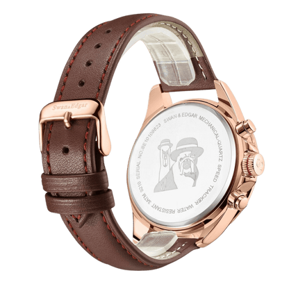 Limited Edition Swan & Edgar Hand Assembled Speed Tracker Mechanical Quartz Rose Brown - SJR London Timepiece