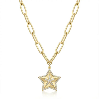 Solid Gold Necklace – Starlight Link Chain – 14ct Gold