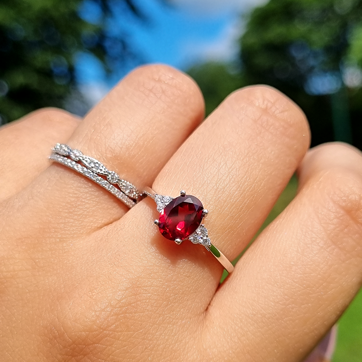 Complete Set - Garnet Jewellery Set in Sterling Silver - SJR London Timepiece