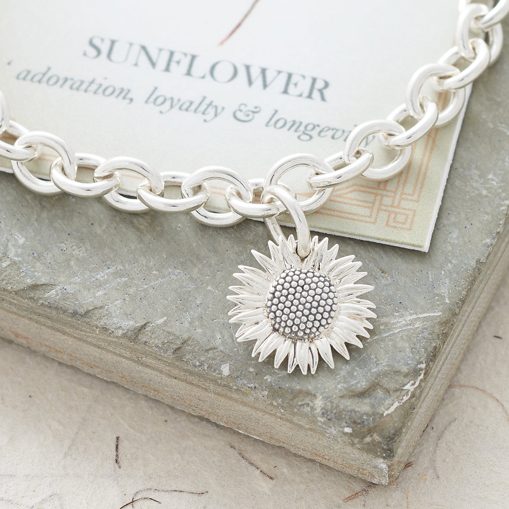 Sunflower Silver Charm Bracelet Scarlett Jewellery