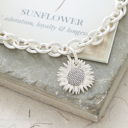 Sunflower Silver Charm Bracelet Scarlett Jewellery