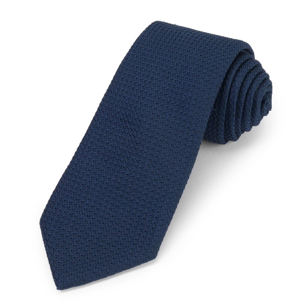 Grenadine Silk Tie In Navy Benson & Clegg