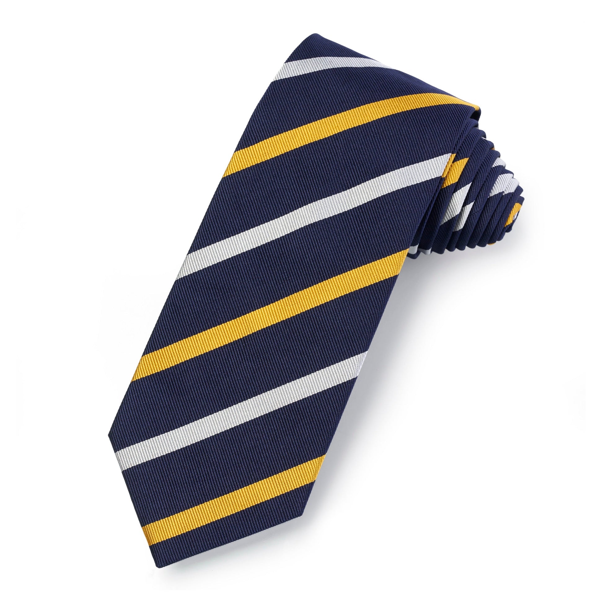 A deep red three-fold silk reppe tie with a subtle pattern, displayed flat on a white background by Benson & Clegg.