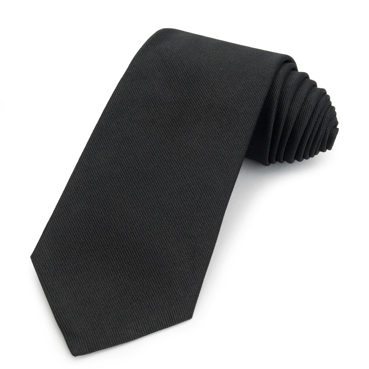Black Three-Fold Silk Reppe Tie
