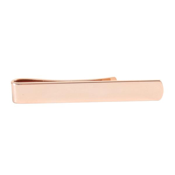Slim tie slide in rose gold with polished finish by Benson & Clegg.