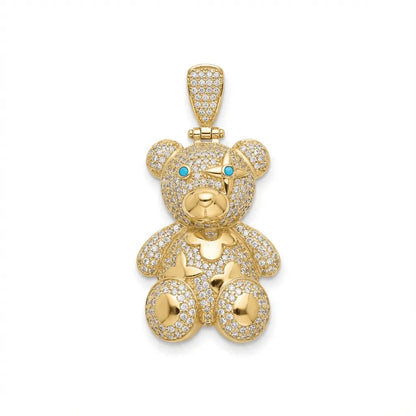 Gold Pendant – Teddy with Sparkling Stones – 14ct Gold Majestic Jewellery