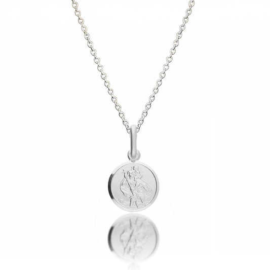 Classic Tiny St Christopher Necklace Sterling Silver 10mm Scarlett Jewellery