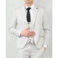 IM200 - Men's Light Grey Tailored Fit Wedding 3 Piece Suit