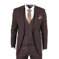IM32 - Men's Plain Dark Brown 3 Piece Suit