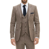 IM33 - Men's 3 Piece Brown Tailored Fit Suit