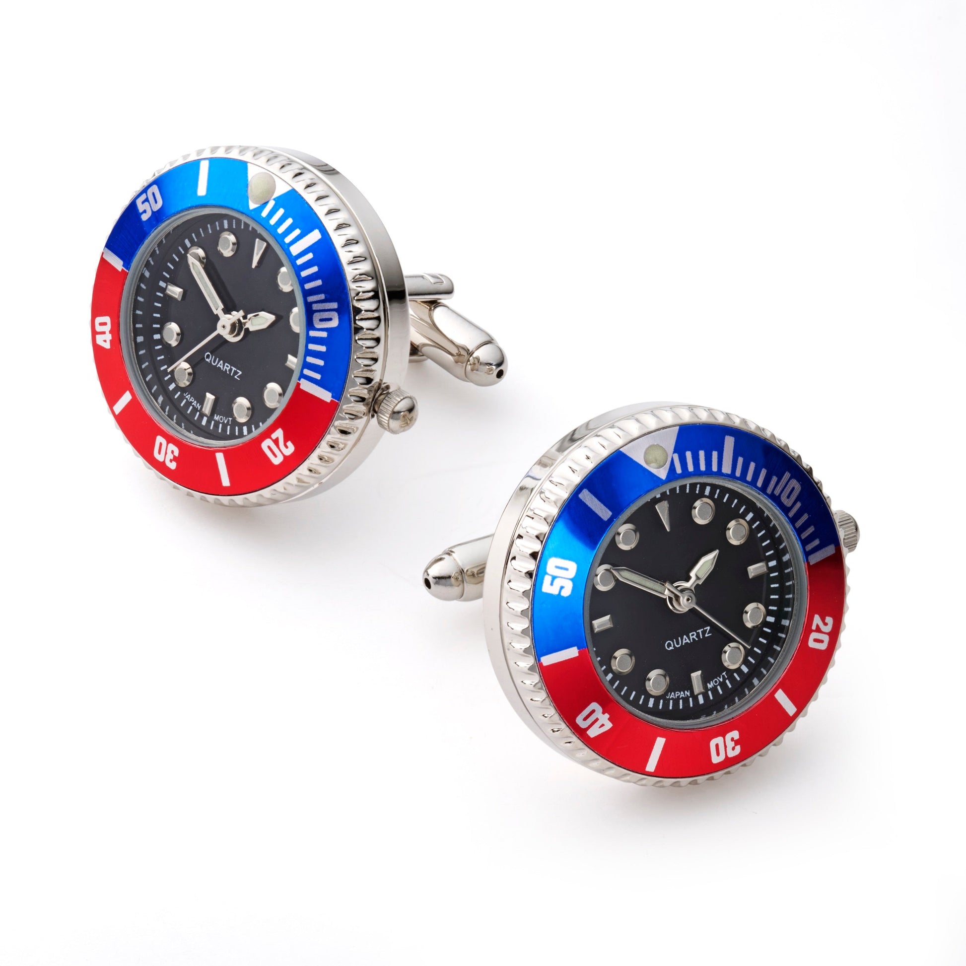 Working 'Pepsi' Watch Cufflinks In Blue And Red Benson & Clegg