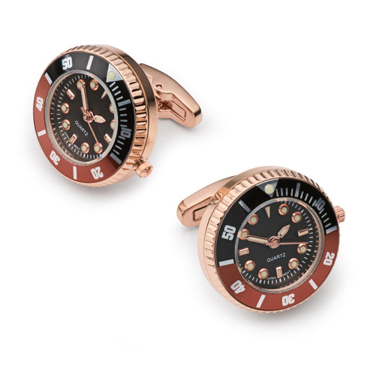 Working 'Root Beer' Watch Cufflinks In Rose Gold Benson & Clegg