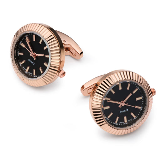 Working Watch Cufflinks In Rose Gold Benson & Clegg