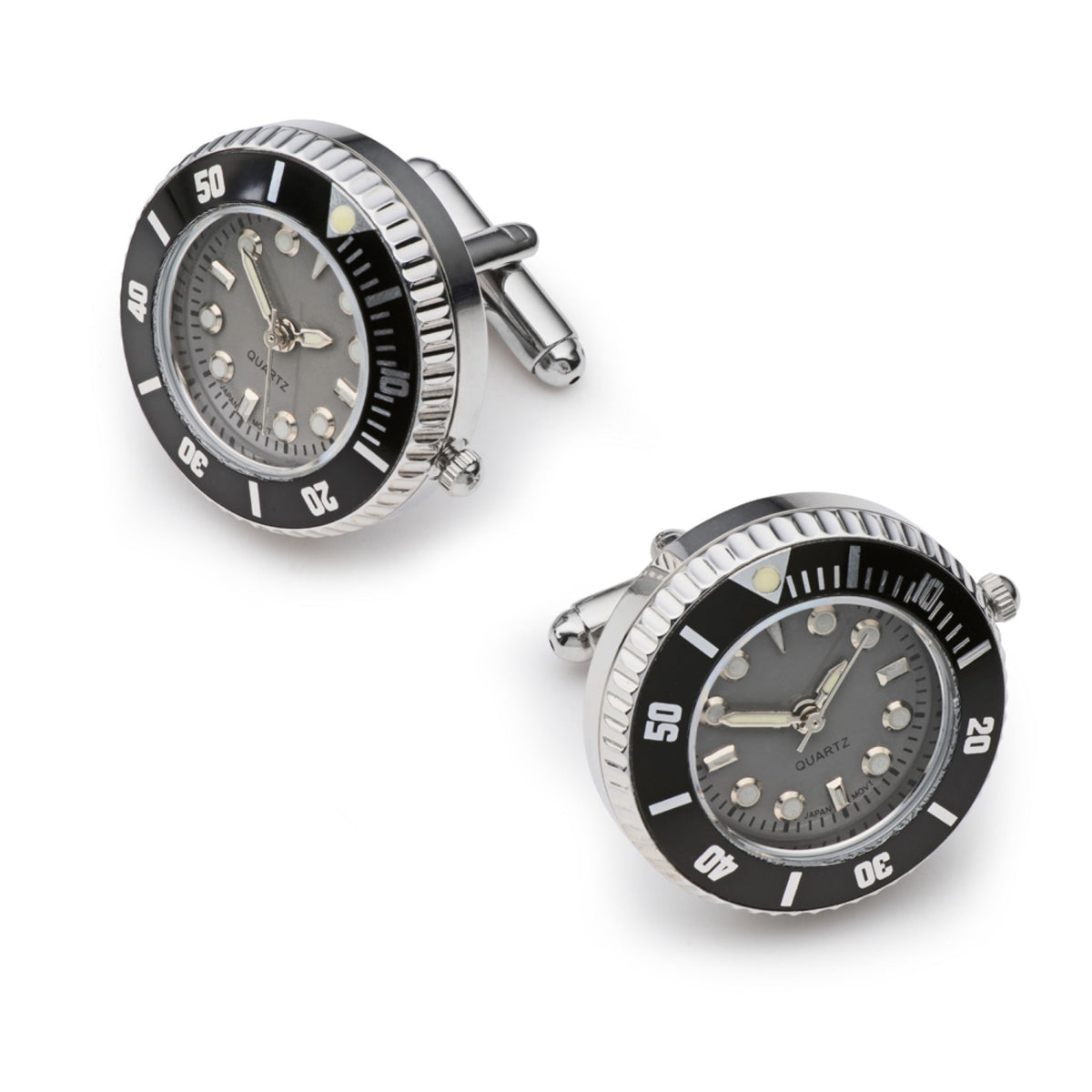 Working Watch Cufflinks In Silver and Grey Benson & Clegg