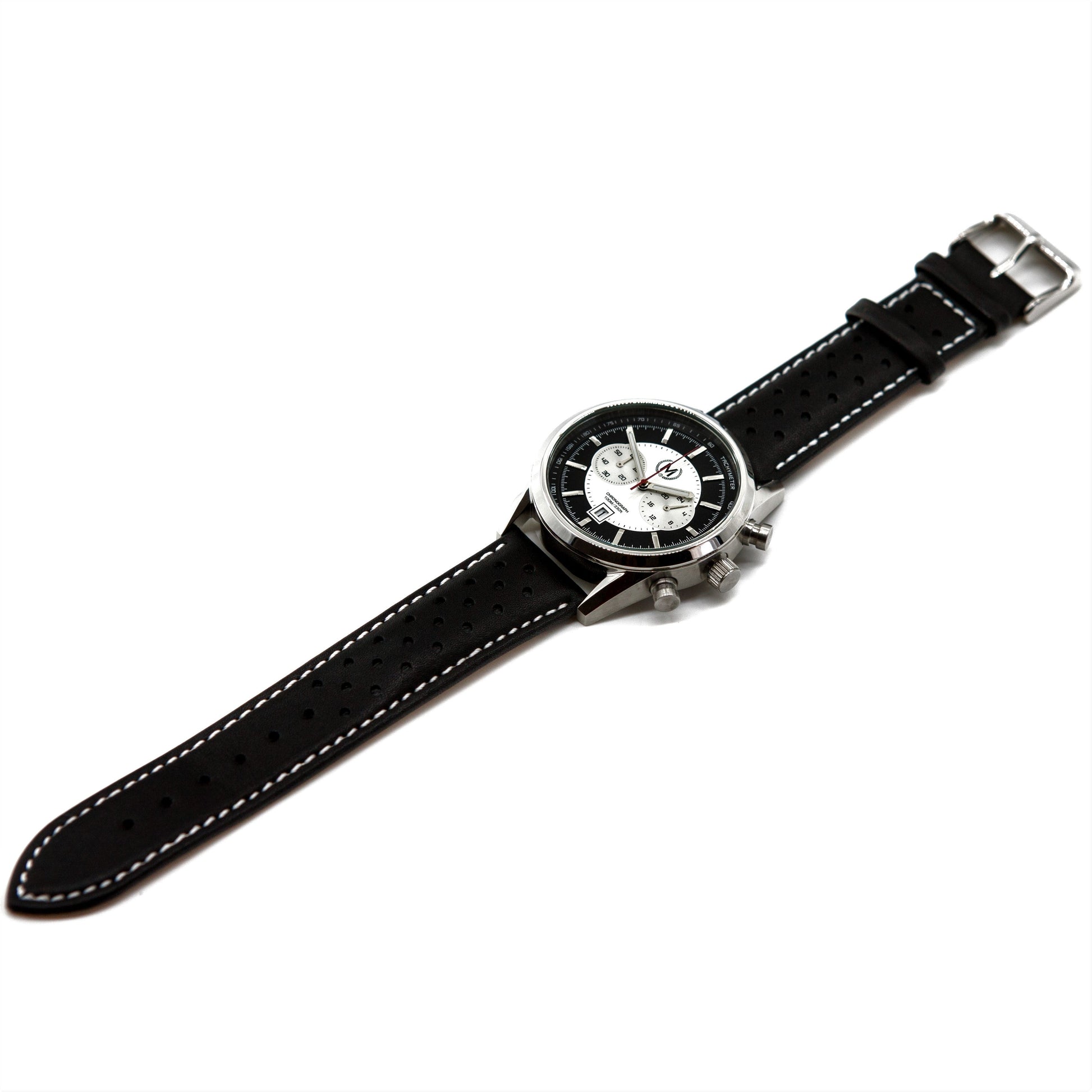 Black Leather Rally Watch Strap - SJR London Timepiece