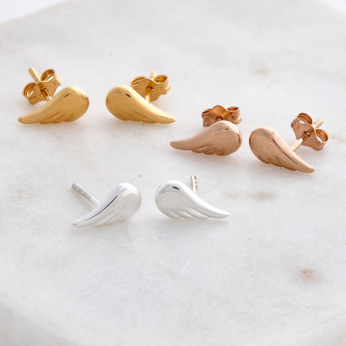 Angel Wing Silver Stud Earrings Scarlett Jewellery