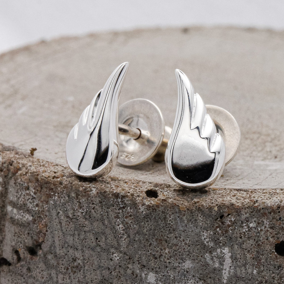 Angel Wing Silver Stud Earrings Scarlett Jewellery