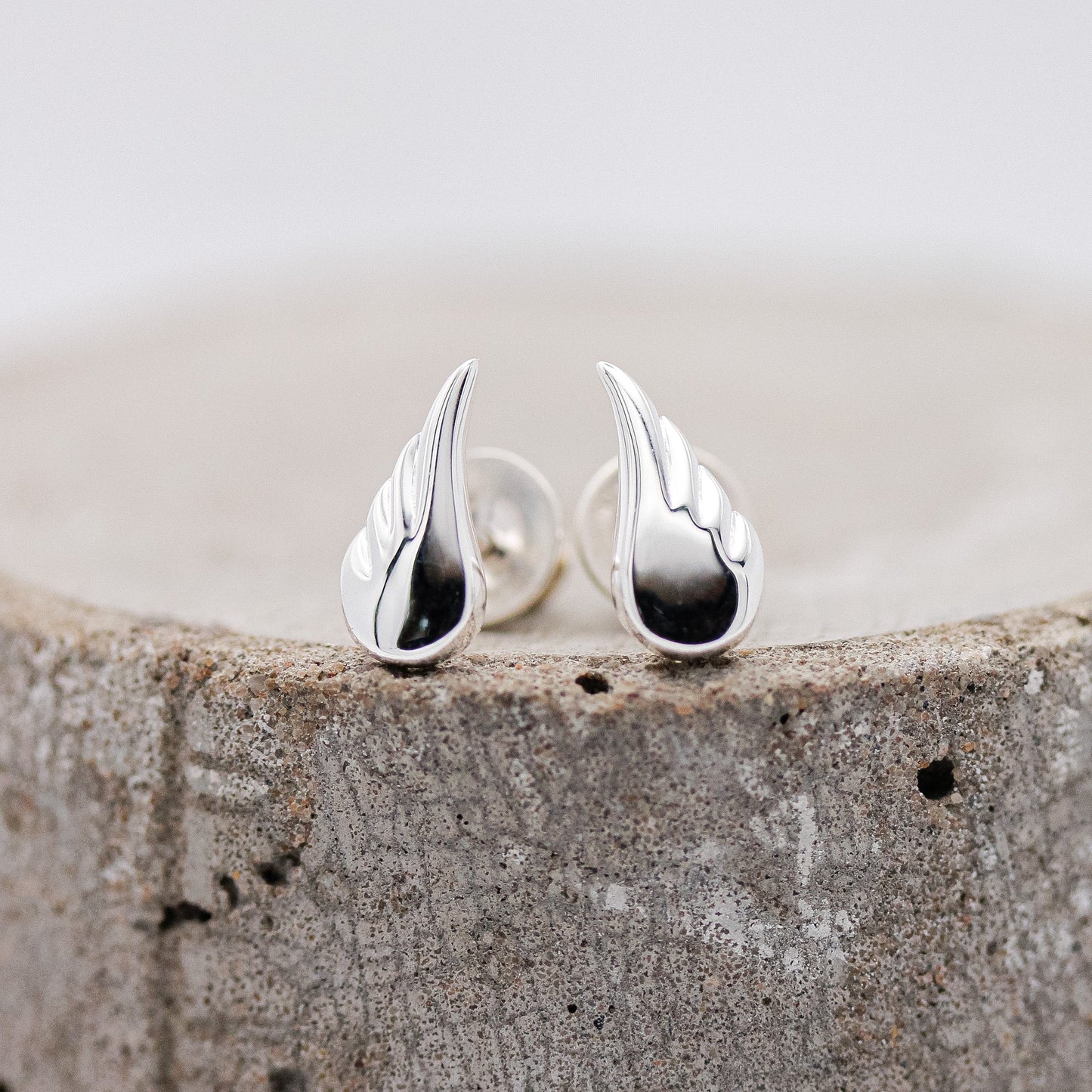 Angel Wing Silver Stud Earrings Scarlett Jewellery