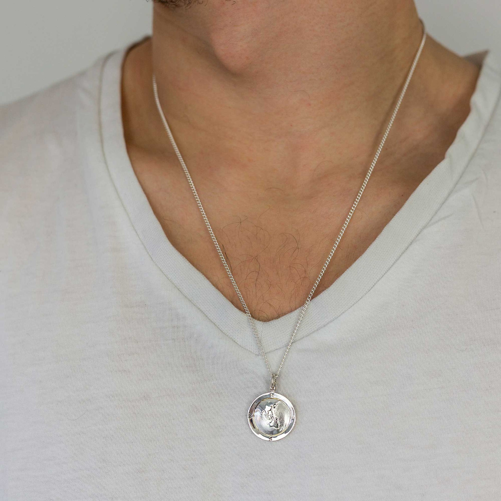 Australasia Map Globe Personalised St Christopher - Silver Chain Scarlett Jewellery