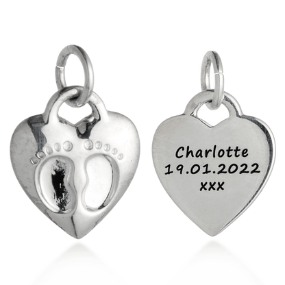 Baby Footsteps Personalised Silver Charm Scarlett Jewellery