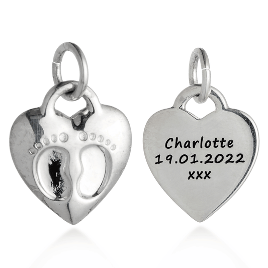 Baby Footsteps Personalised Silver Charm Scarlett Jewellery