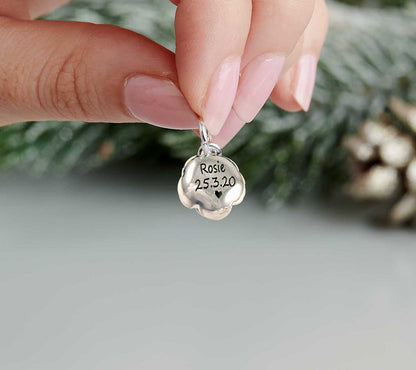 Rose Flower Personalised  Silver Charm Scarlett Jewellery