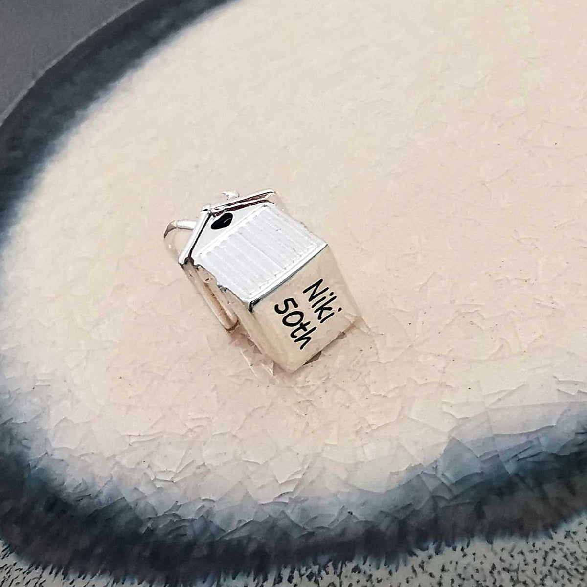 Beach Hut Personalised Silver Charm Scarlett Jewellery