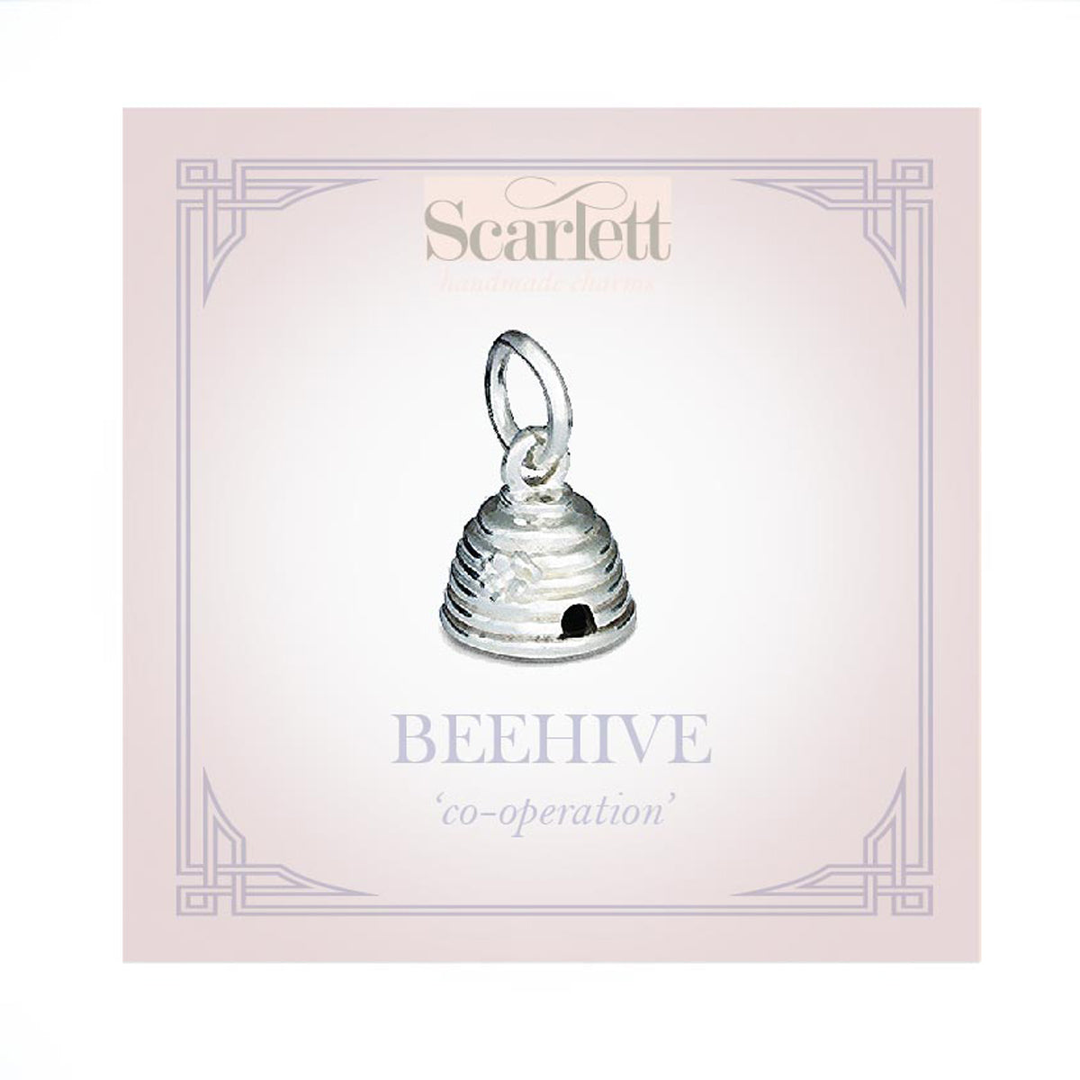 Silver beehive charm with detailed texture, displayed on a white background by Scarlett Jewellery.