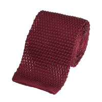 Knitted Silk Tie In Burgundy Benson & Clegg