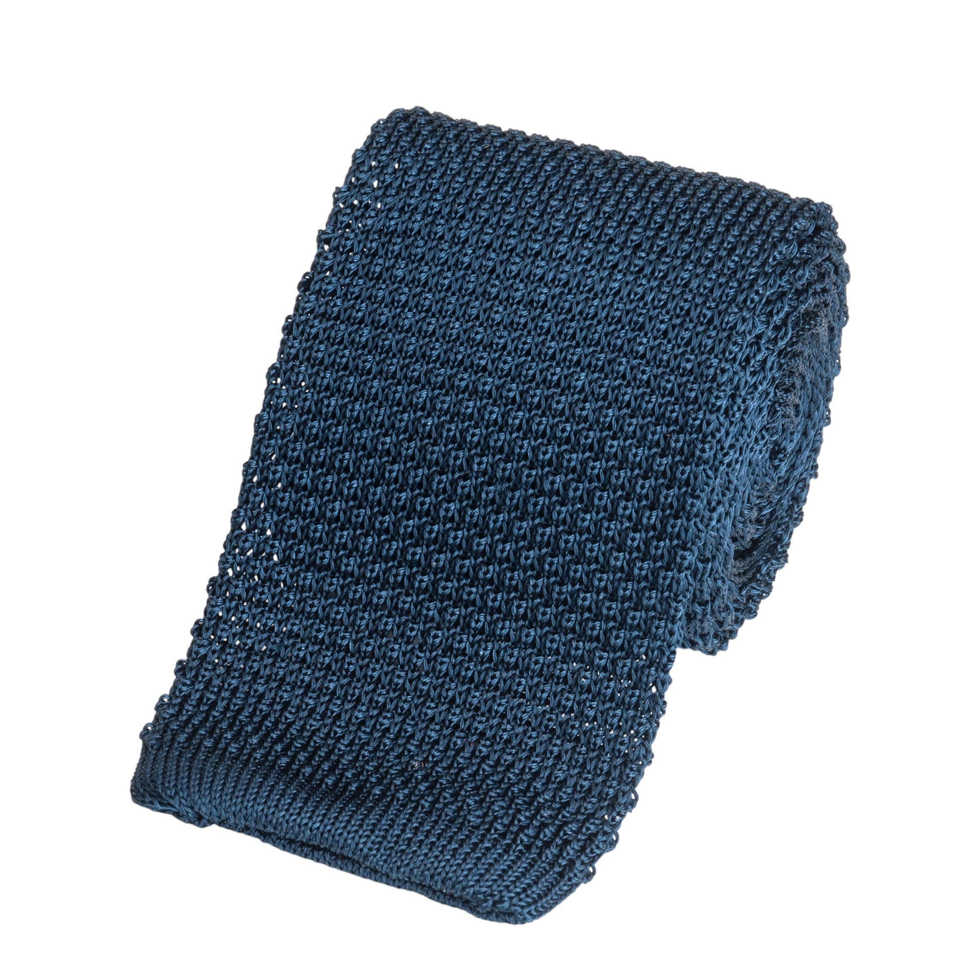 Knitted Silk Tie In Navy Benson & Clegg
