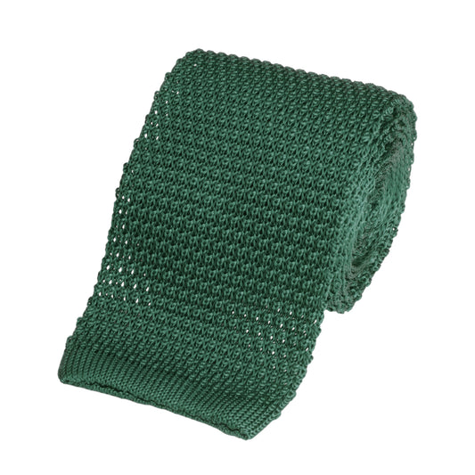 Knitted Silk Tie In Racing Green Benson & Clegg