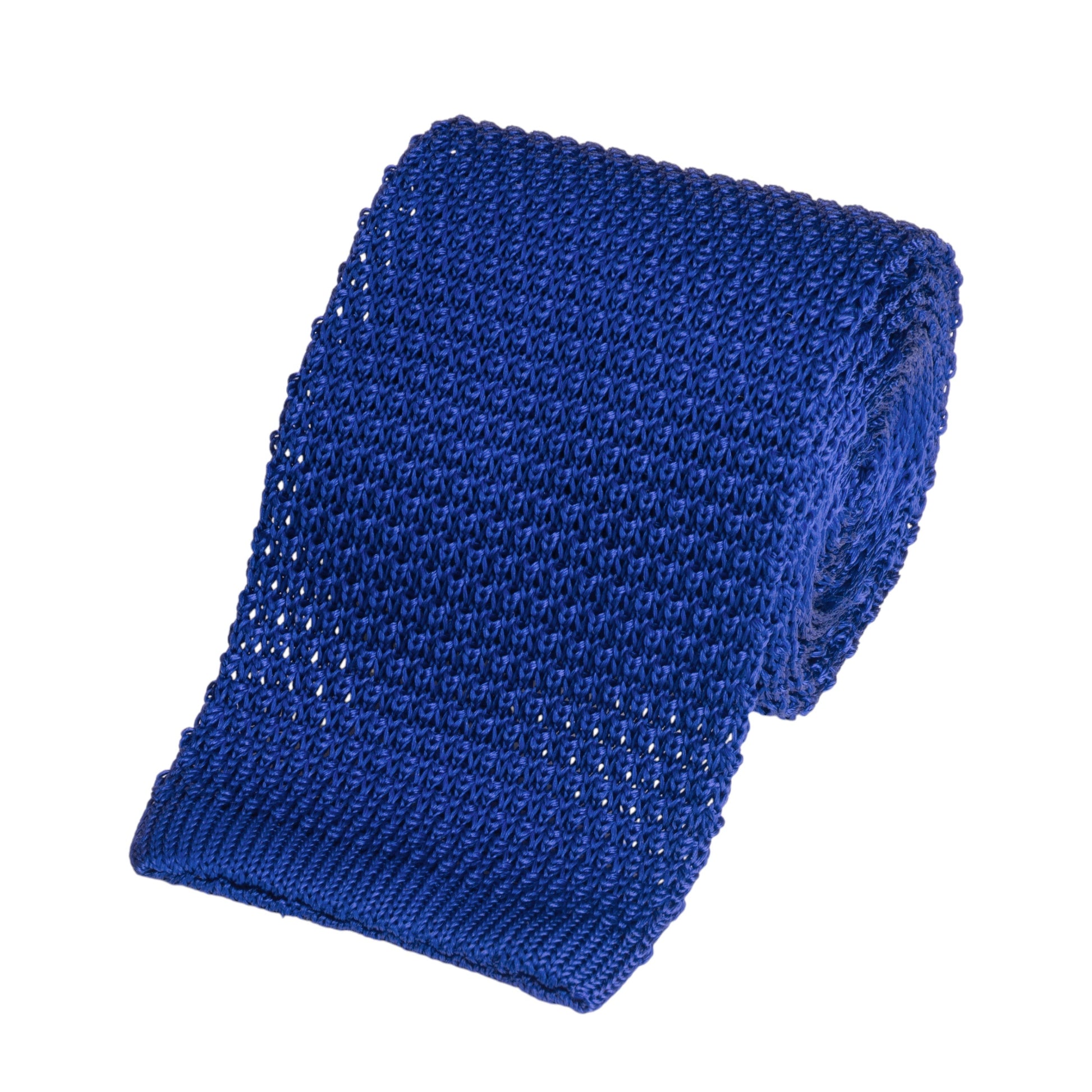 Knitted Silk Tie In Royal Blue Benson & Clegg