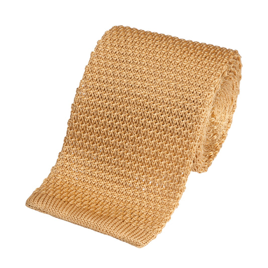 Knitted Silk Tie In Yellow Benson & Clegg