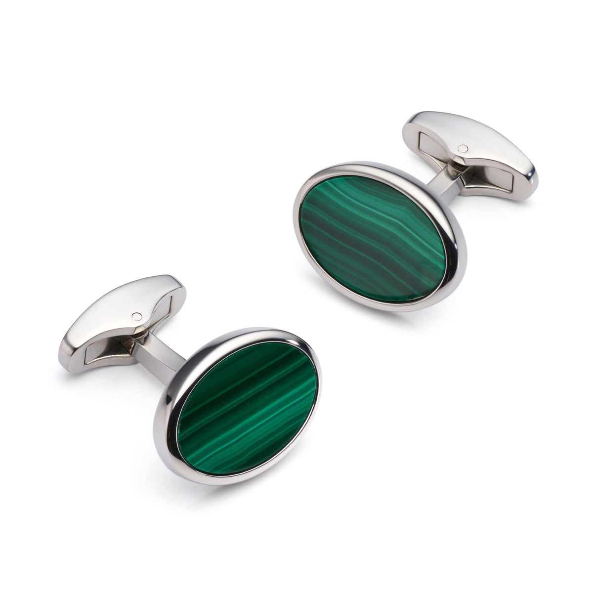 Malachite Cufflinks In Silver Benson & Clegg