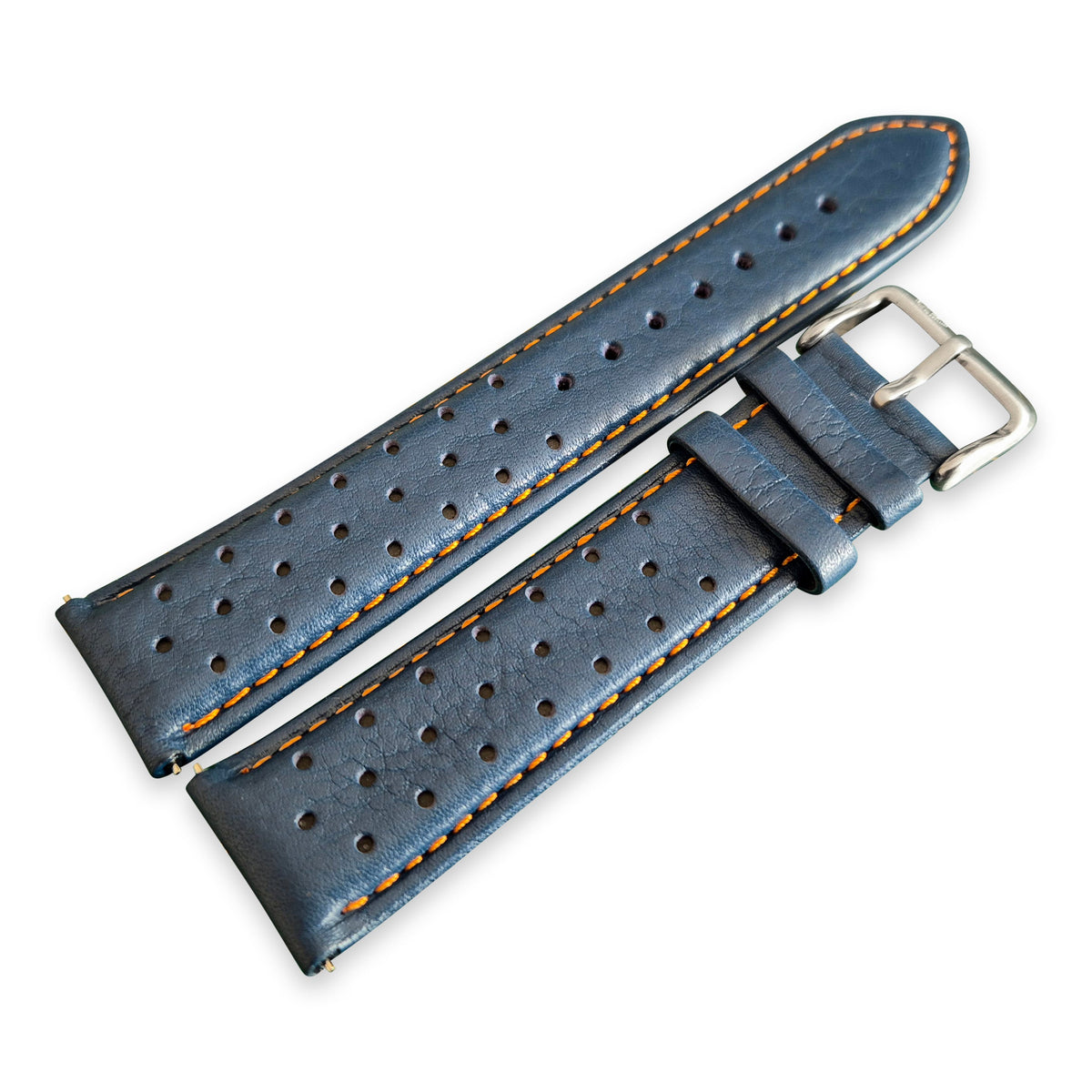 Blue And Orange Leather Rally Watch Strap - SJR London Timepiece