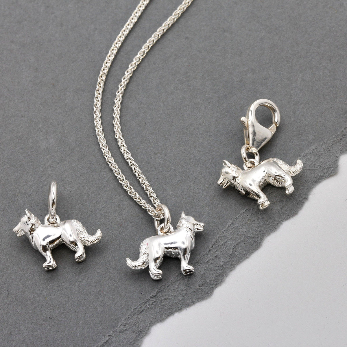 Border Collie Silver Dog Charm Scarlett Jewellery