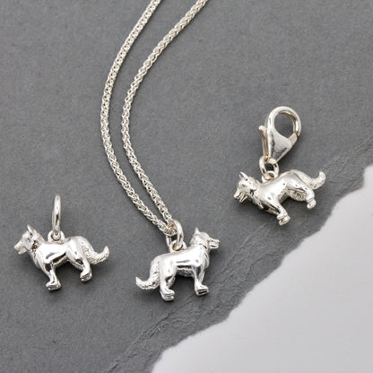 Border Collie Silver Dog Charm Scarlett Jewellery