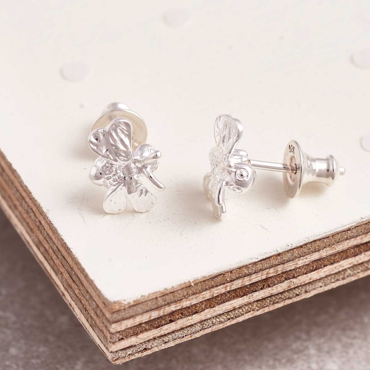 Bumble Bee Silver Stud Earrings Scarlett Jewellery